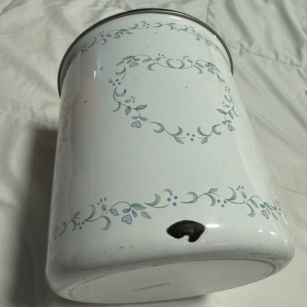Cornell Enamel Utensil Spoon Holder Unique Floral Heart Scroll Design Thailand - Picture 3 of 9